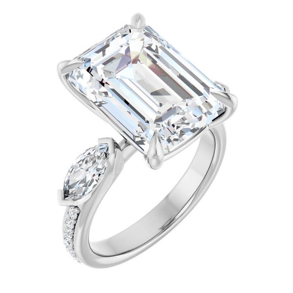 Claw-Prong Three-Stone Engagement Ring