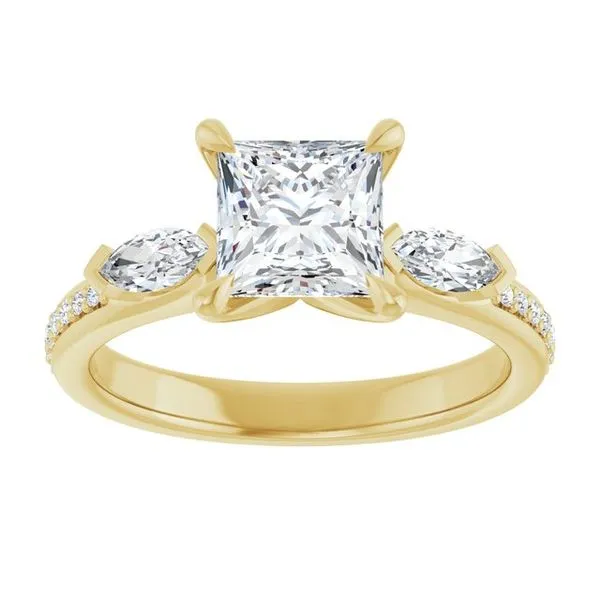 Claw-Prong Three-Stone Engagement Ring Image 3 Northwood Jewelers Northwood, OH