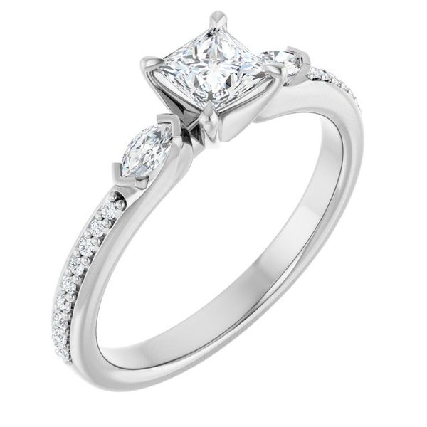 Claw-Prong Three-Stone Engagement Ring