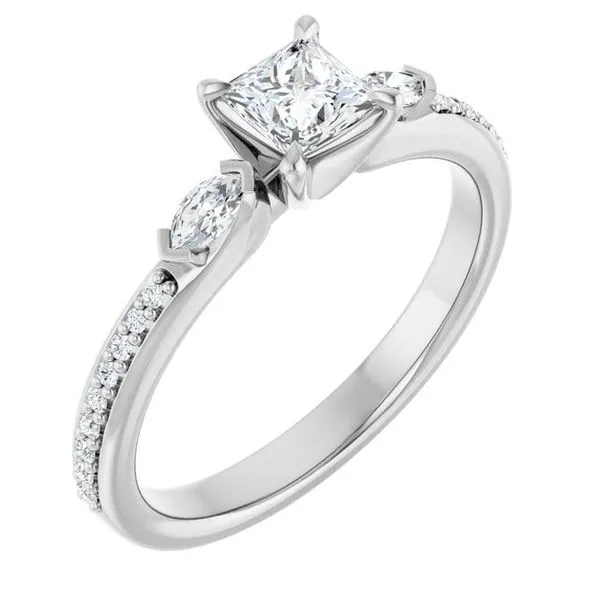 Claw-Prong Three-Stone Engagement Ring Ocean View Jewelers Millville, DE