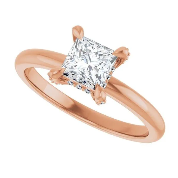 Claw-Prong Hidden Halo-Style Engagement Ring Image 5 Hudson Valley Goldsmith New Paltz, NY