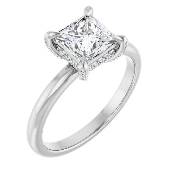 Claw-Prong Hidden Halo-Style Engagement Ring JF Jones Jewelers Rochester, NY