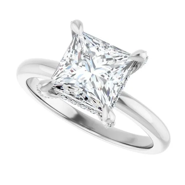 Claw-Prong Hidden Halo-Style Engagement Ring Image 5 Hudson Valley Goldsmith New Paltz, NY