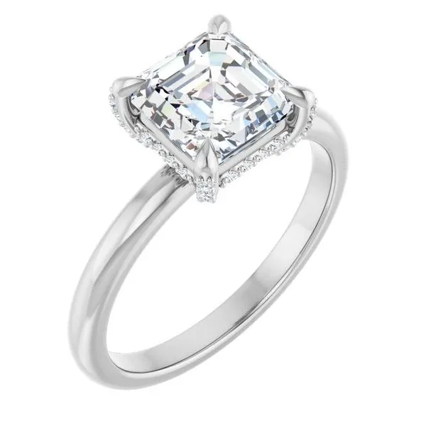 Claw-Prong Hidden Halo-Style Engagement Ring J. West Jewelers Round Rock, TX