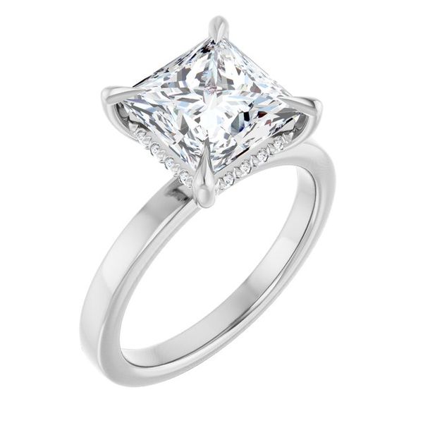 Claw-Prong Hidden Halo-Style Engagement Ring