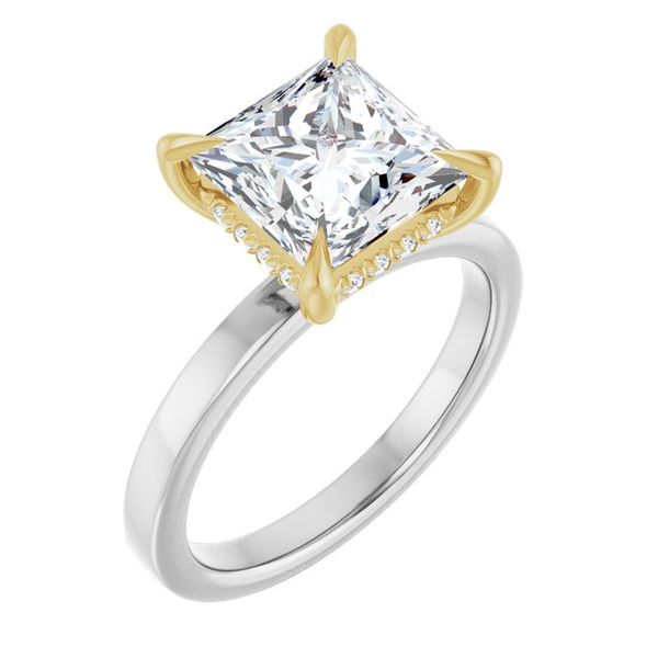 Claw-Prong Hidden Halo-Style Engagement Ring