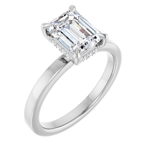 Claw-Prong Hidden Halo-Style Engagement Ring
