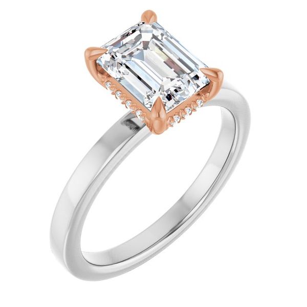 Claw-Prong Hidden Halo-Style Engagement Ring