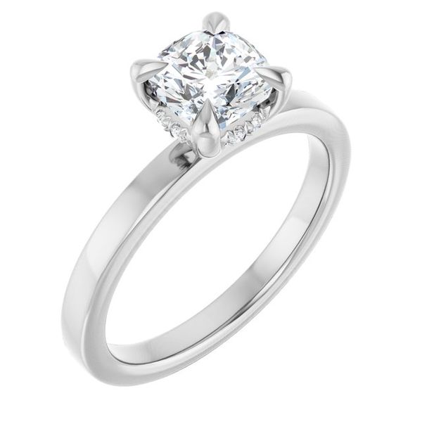 Claw-Prong Hidden Halo-Style Engagement Ring