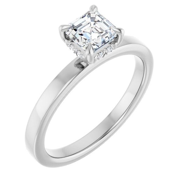 Claw-Prong Hidden Halo-Style Engagement Ring
