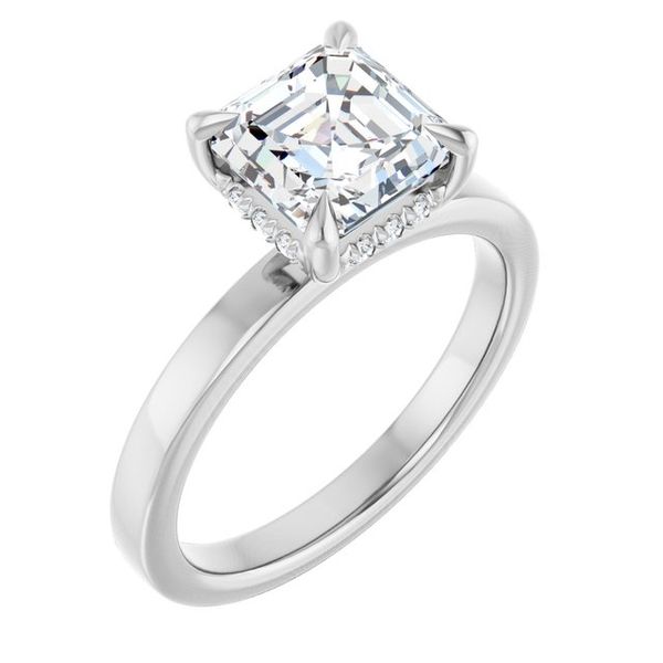 Claw-Prong Hidden Halo-Style Engagement Ring