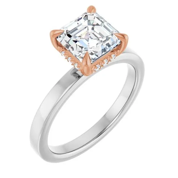 Claw-Prong Hidden Halo-Style Engagement Ring