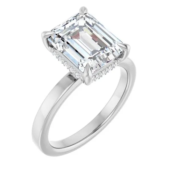 Claw-Prong Hidden Halo-Style Engagement Ring