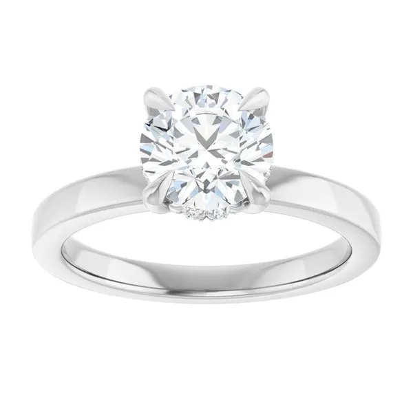 Claw-Prong Hidden Halo-Style Engagement Ring Image 3 Hudson Valley Goldsmith New Paltz, NY