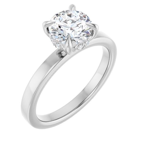 Claw-Prong Hidden Halo-Style Engagement Ring