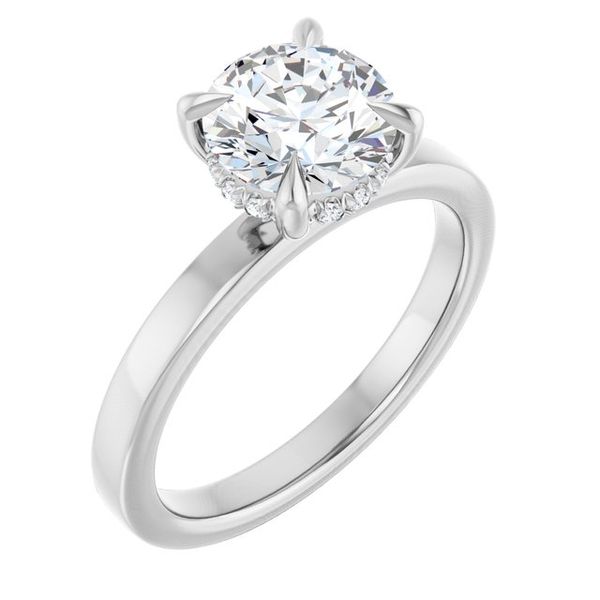 Claw-Prong Hidden Halo-Style Engagement Ring