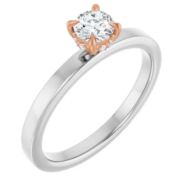Claw-Prong Hidden Halo-Style Engagement Ring