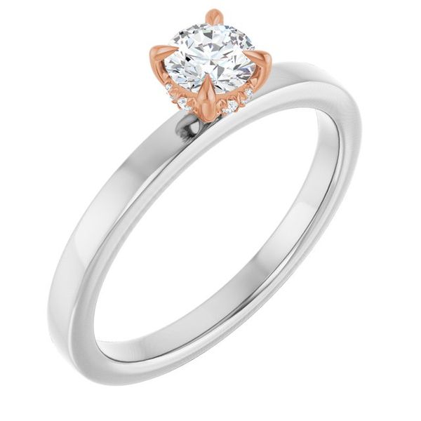 Claw-Prong Hidden Halo-Style Engagement Ring