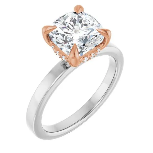 Claw-Prong Hidden Halo-Style Engagement Ring