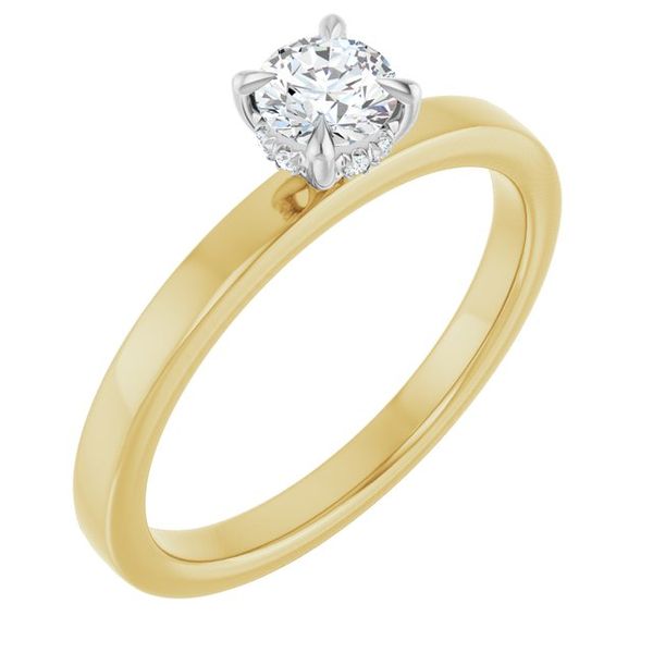 Claw-Prong Hidden Halo-Style Engagement Ring