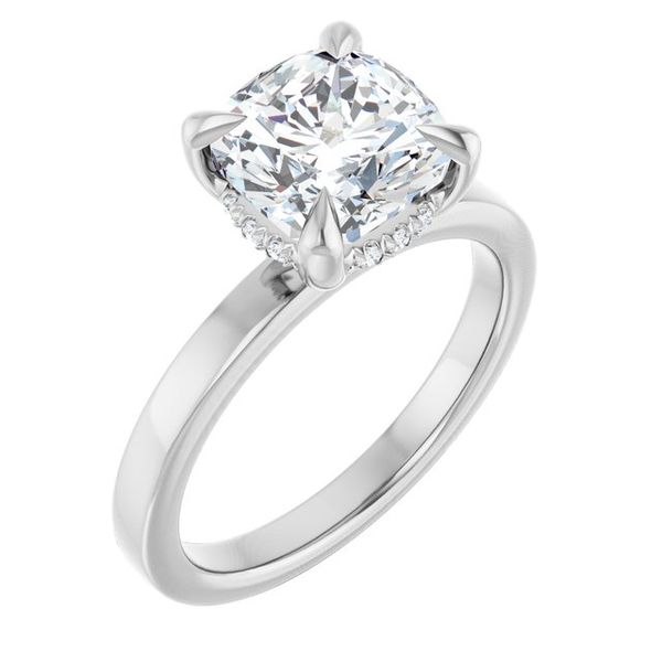 Claw-Prong Hidden Halo-Style Engagement Ring