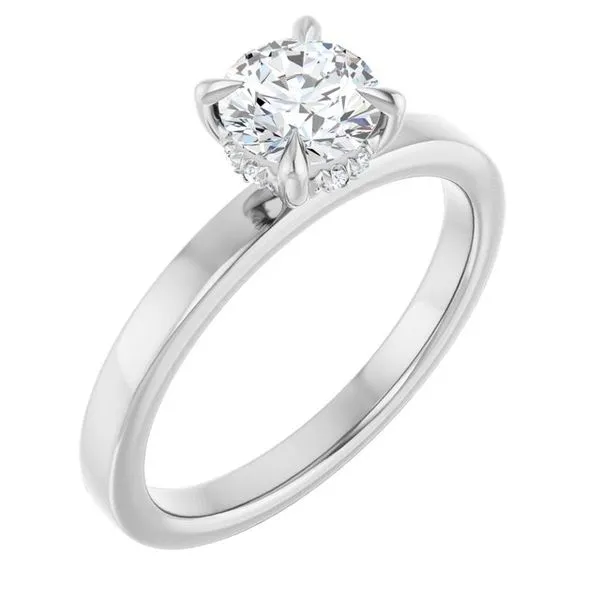 Claw-Prong Hidden Halo-Style Engagement Ring Hudson Valley Goldsmith New Paltz, NY