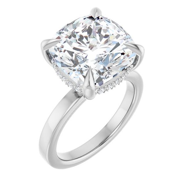 Claw-Prong Hidden Halo-Style Engagement Ring