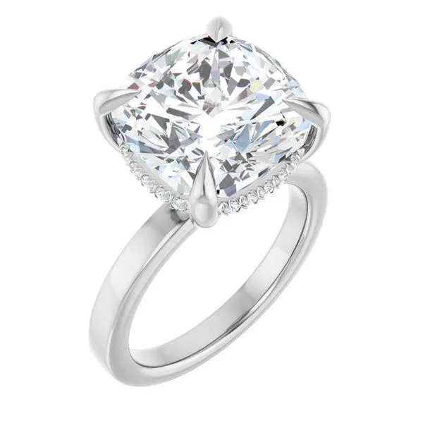 Claw-Prong Hidden Halo-Style Engagement Ring