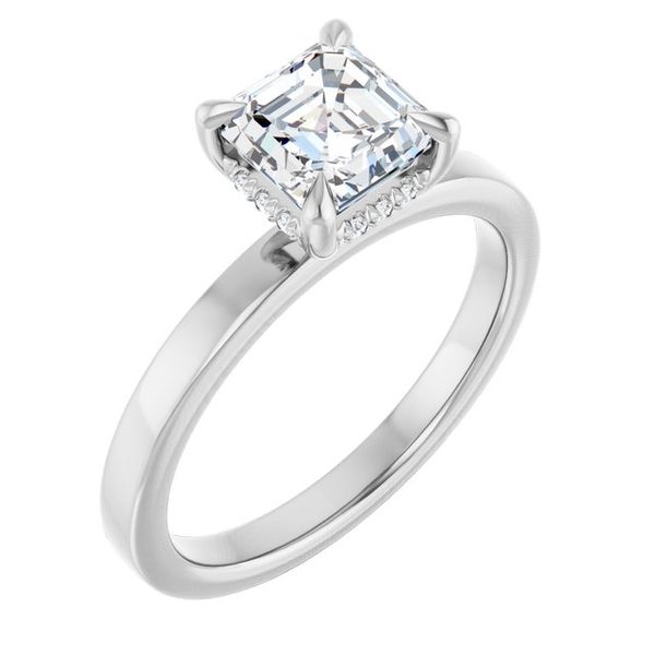 Claw-Prong Hidden Halo-Style Engagement Ring