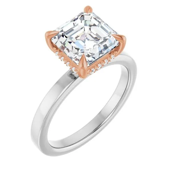 Claw-Prong Hidden Halo-Style Engagement Ring