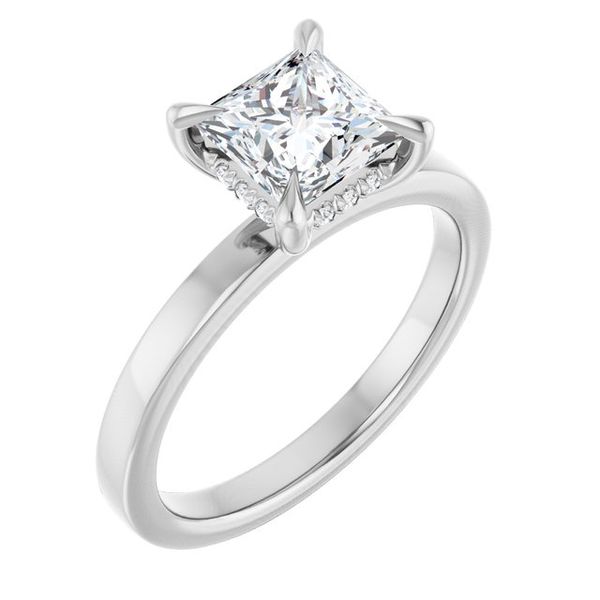 Claw-Prong Hidden Halo-Style Engagement Ring