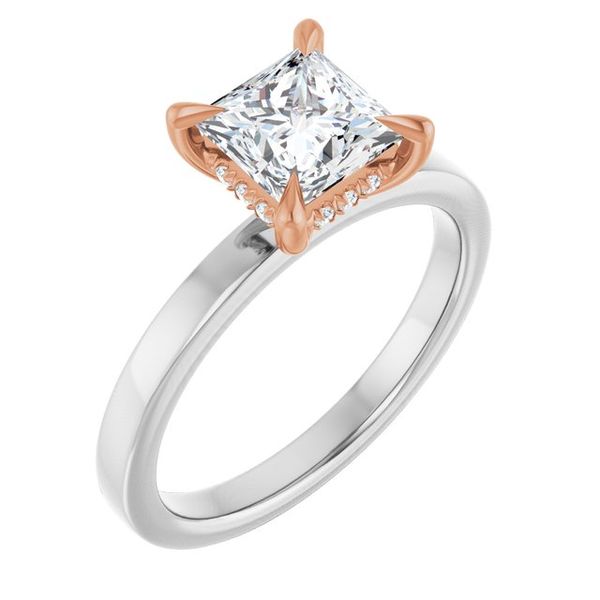 Claw-Prong Hidden Halo-Style Engagement Ring
