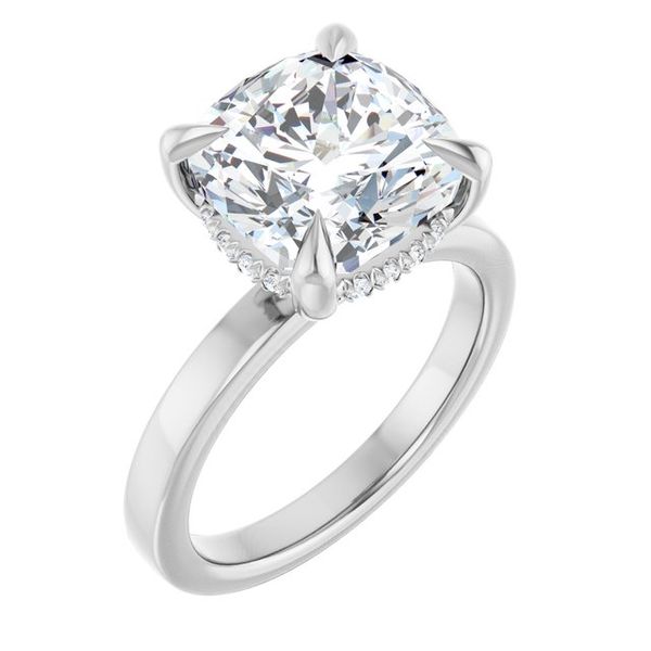 Claw-Prong Hidden Halo-Style Engagement Ring