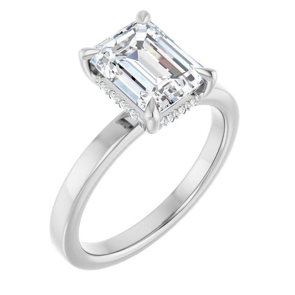 Claw-Prong Hidden Halo-Style Engagement Ring