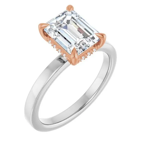 Claw-Prong Hidden Halo-Style Engagement Ring Hudson Valley Goldsmith New Paltz, NY