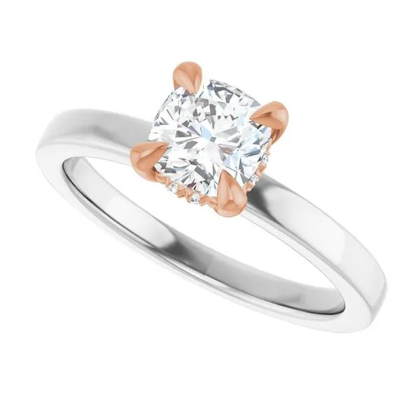 Claw-Prong Hidden Halo-Style Engagement Ring Image 5 Hudson Valley Goldsmith New Paltz, NY