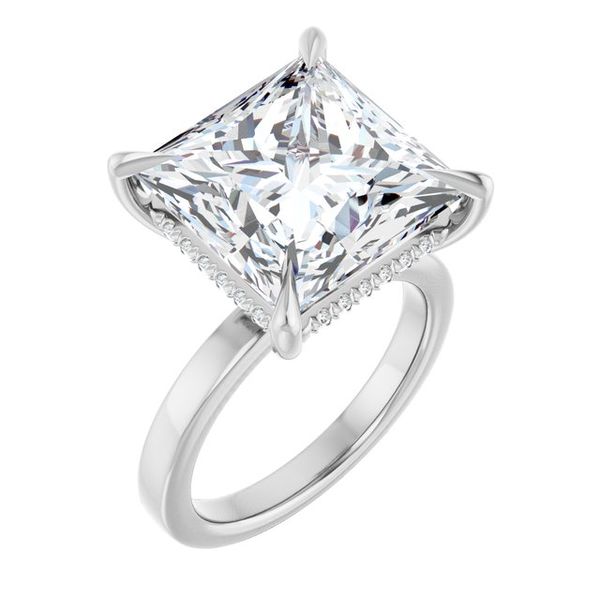 Claw-Prong Hidden Halo-Style Engagement Ring