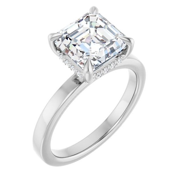 Claw-Prong Hidden Halo-Style Engagement Ring