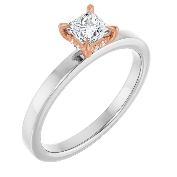 Claw-Prong Hidden Halo-Style Engagement Ring