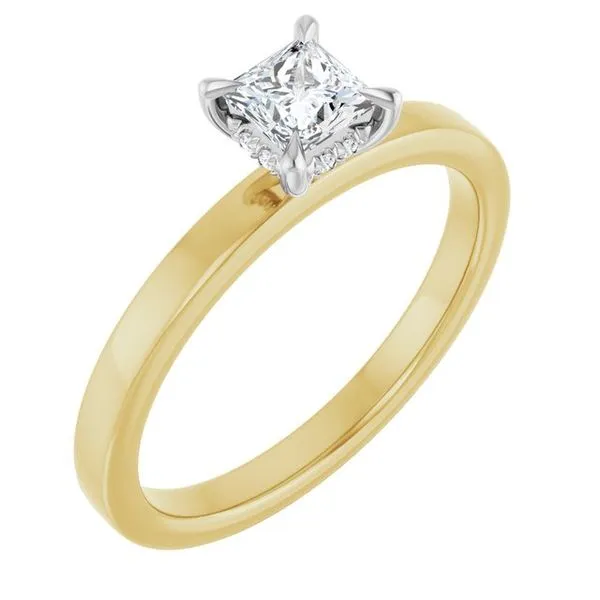 Claw-Prong Hidden Halo-Style Engagement Ring