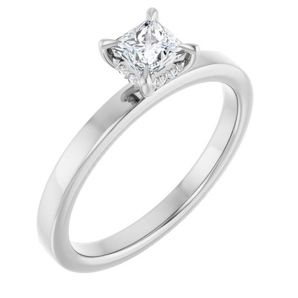 Claw-Prong Hidden Halo-Style Engagement Ring