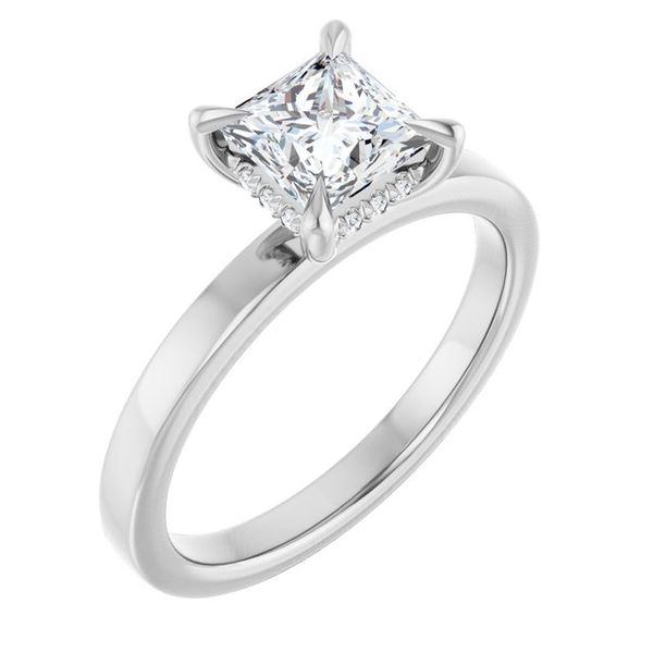 Claw-Prong Hidden Halo-Style Engagement Ring