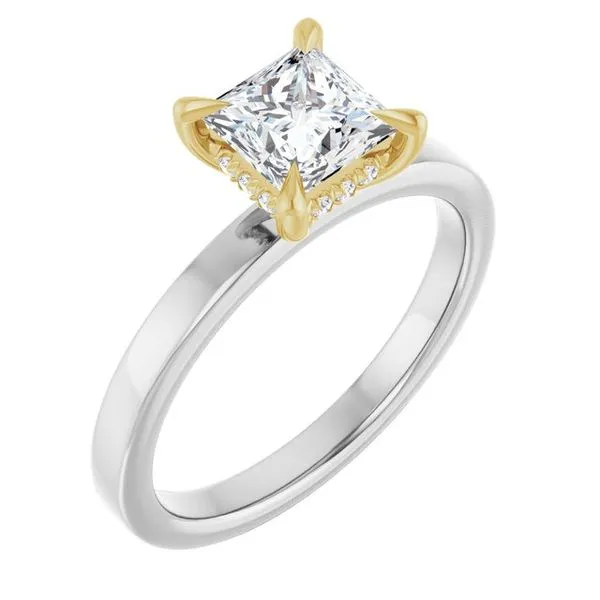Claw-Prong Hidden Halo-Style Engagement Ring