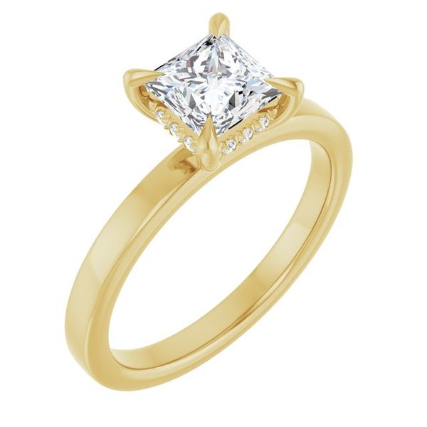 Claw-Prong Hidden Halo-Style Engagement Ring