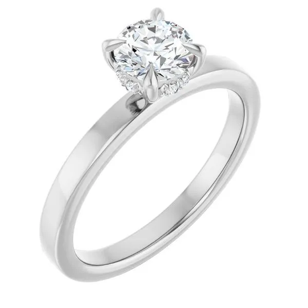 Claw-Prong Hidden Halo-Style Engagement Ring