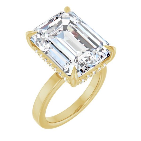 Claw-Prong Hidden Halo-Style Engagement Ring