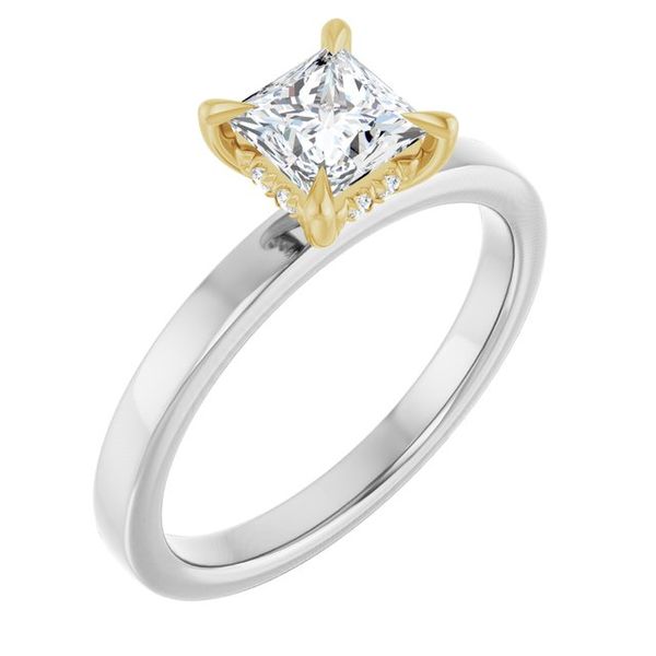 Claw-Prong Hidden Halo-Style Engagement Ring
