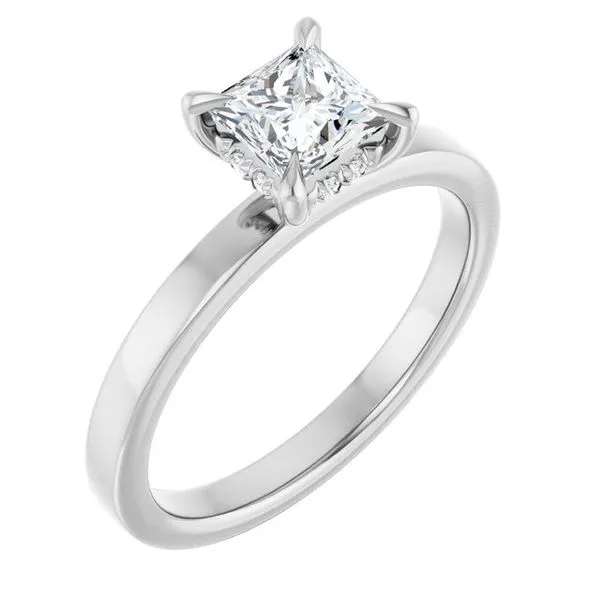 Claw-Prong Hidden Halo-Style Engagement Ring