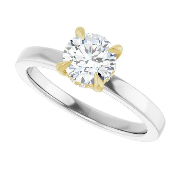 Claw-Prong Hidden Halo-Style Engagement Ring Image 5 Hudson Valley Goldsmith New Paltz, NY