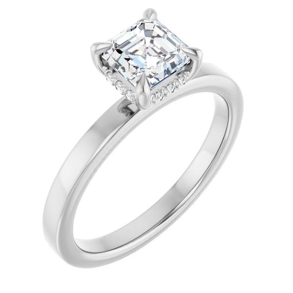 Claw-Prong Hidden Halo-Style Engagement Ring